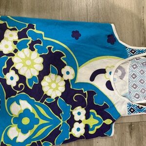 NilaFloral Blue and White Sleeveless Top